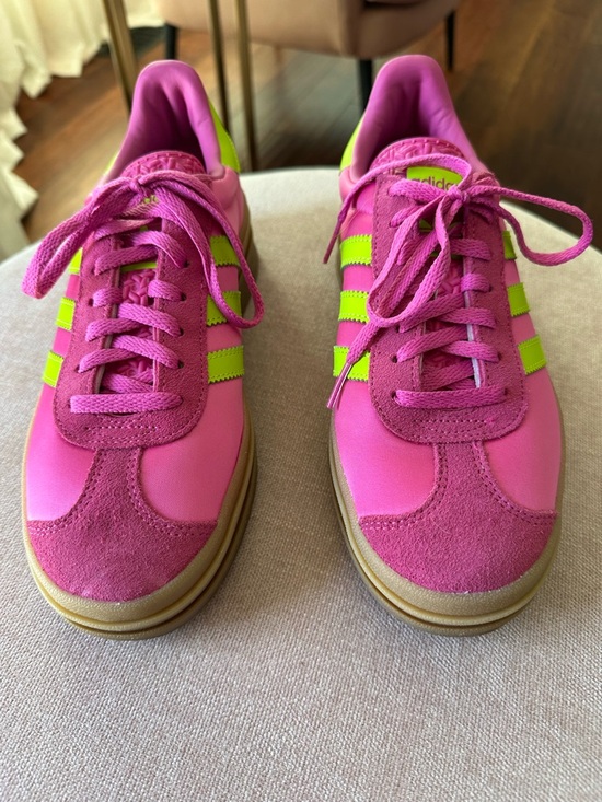 adidas Shoes - adidas Women’s Pink Sneakers with Neon Green Stripes